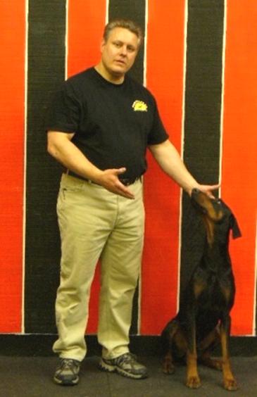 Rick Froton and Blue (aka Geronimo von Rubenhof) pose after CGC test